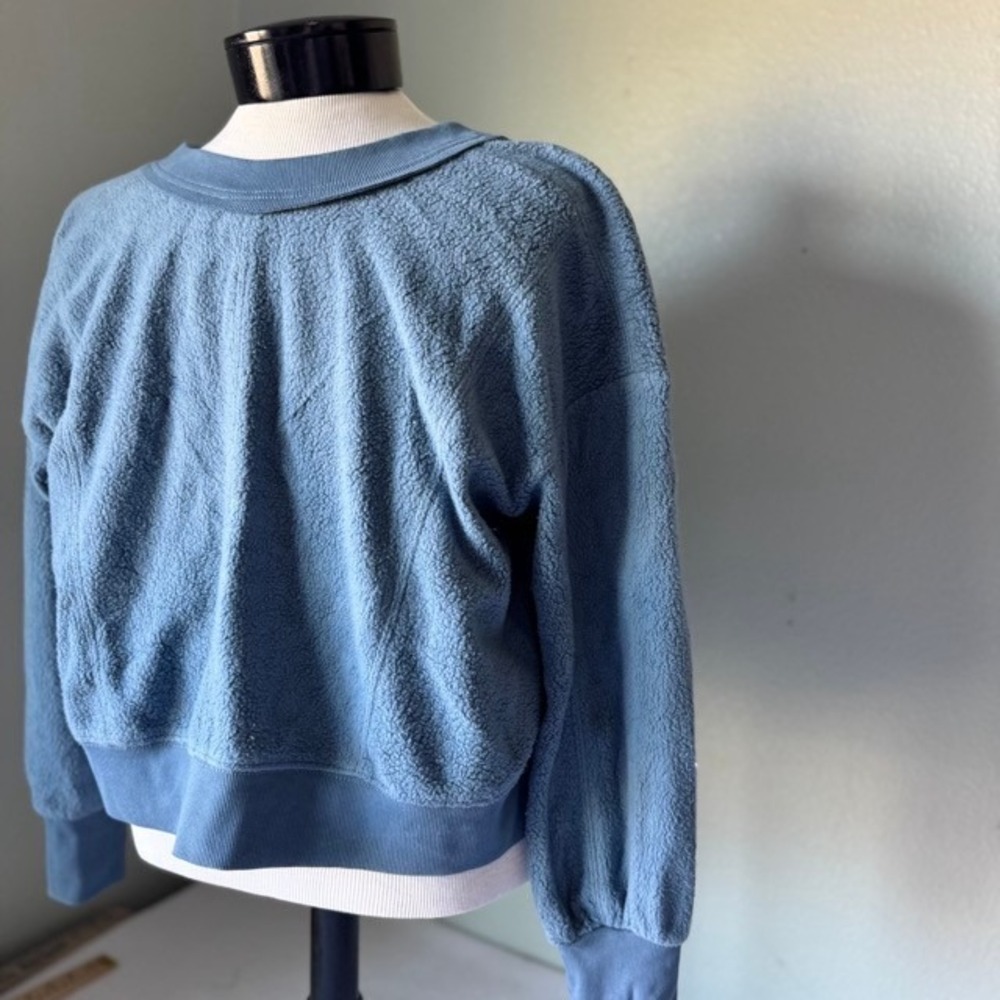 Daily Practice Anthropologie Blue Open‎ cross Back Fleece Sweatshirt Small NWT - Picture 6 of 8
